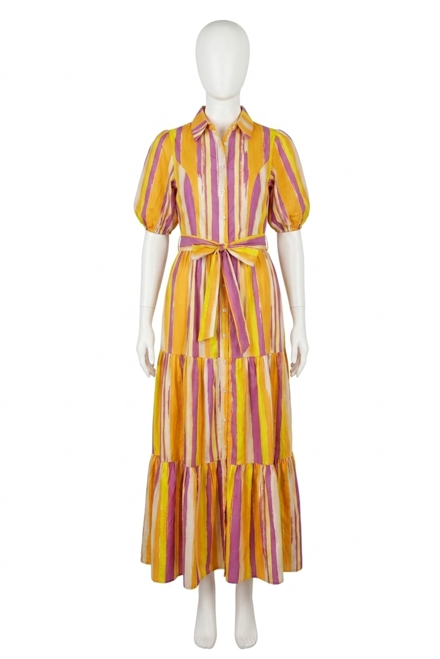 NEW FLYING TOMATO soiree sweetness poplin maxi dress in yellow